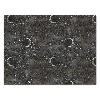 Celestial Starry Night Moon and Stars Black Tissue Paper