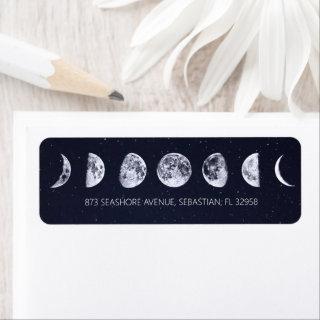 Celestial Starry Sky Moon Phases Wedding Label