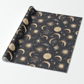 Celestial Sun Moon and Stars Night Sky