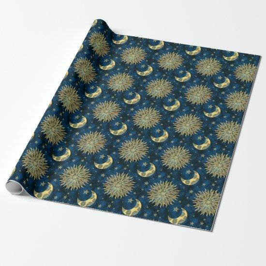 Celestial Sun Moon Stars Blue Gold Tarot