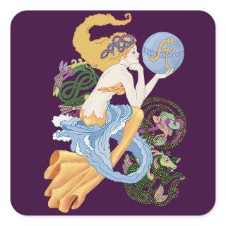 Celtic "A"for Aquarius Mermaid Square Sticker