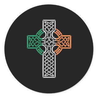 Celtic Cross Ireland Flag Classic Round Sticker