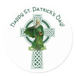 Celtic Cross Irish Shamrocks St. Patricks Day Classic Round Sticker