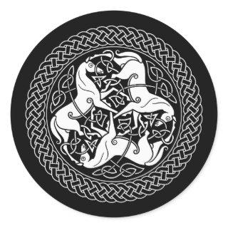 Celtic Epona Knot with Horses Classic Round Sticker
