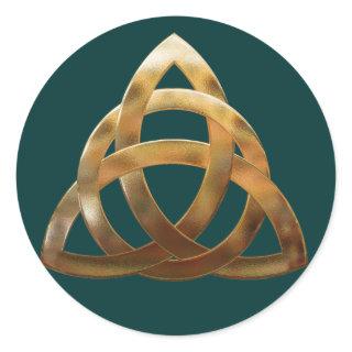 Celtic Gold Trinity Knot Classic Round Sticker