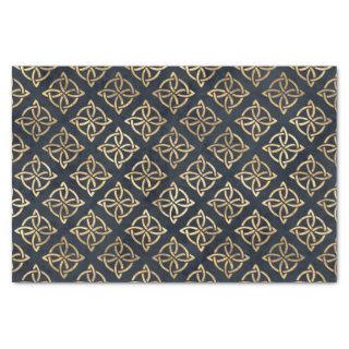 Celtic Knot Blue Gold Irish Pattern Tissue Paper