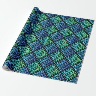 Celtic Knot Diamond Blue Green Tiled Design 2