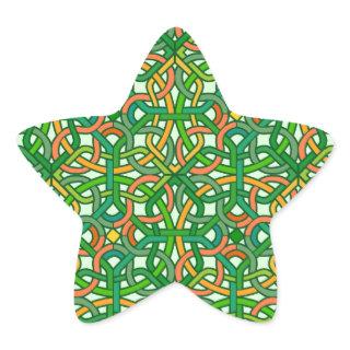 Celtic Knot Irish Braid Pattern Green Pretty Star Sticker