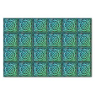Celtic Knot - Square Tile Blue Green Tissue Paper