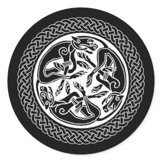 Celtic Knot with Hounds Classic Round Sticker