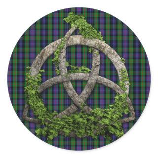 Celtic Trinity Knot And Clan Murray Tartan Classic Round Sticker