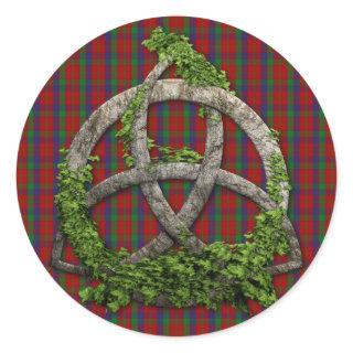 Celtic Trinity Knot And Clan Robertson Tartan Classic Round Sticker