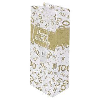 Centenarian 100th Gold Random Number Pattern Wine Gift Bag