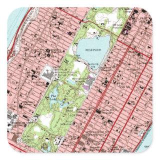 Central Park New York City Vintage Map Square Sticker