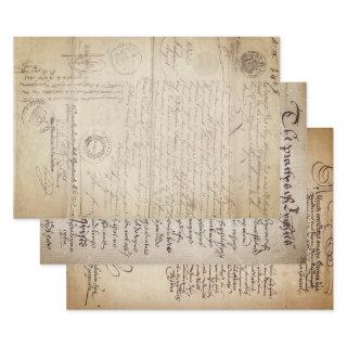 CENTURIES OLD DOCUMENTS HEAVY WEIGHT DECOUPAGE  SHEETS