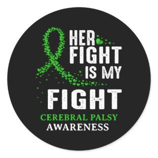 Cerebral Palsy Cp Awareness Brain Damage Green Rib Classic Round Sticker