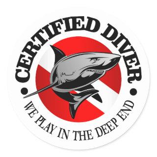 Certified Diver (Shark) Classic Round Sticker