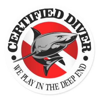 Certified Diver (Shark) Classic Round Sticker