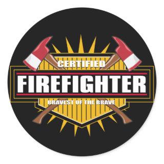 Certified Firefighter Classic Round Sticker