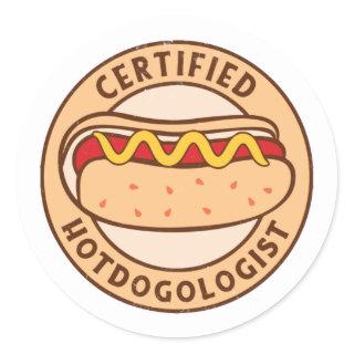 Certified Hotdogologist Funny Hot Dog Lover Classic Round Sticker