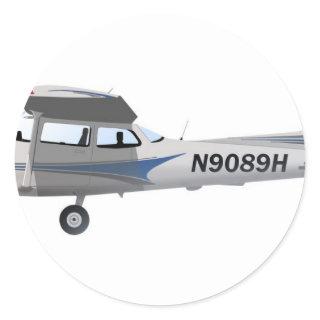 Cessna 172 Skyhawk Blue Classic Round Sticker