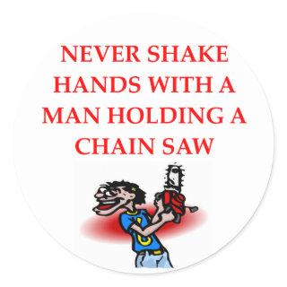 chain saw classic round sticker