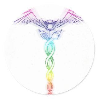 Chakra Rainbow Caduceus Classic Round Sticker