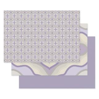 Chalk Gray Lavender Octagon Star Geometric Design  Sheets