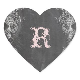 Chalkboard Antique Pink Floral Monogram Seal