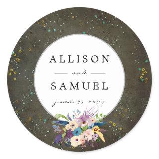 Chalkboard Gold Silver Stars Constellation Wedding Classic Round Sticker
