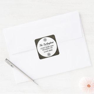Chalkboard Gold Silver Stars Return Address Square Sticker