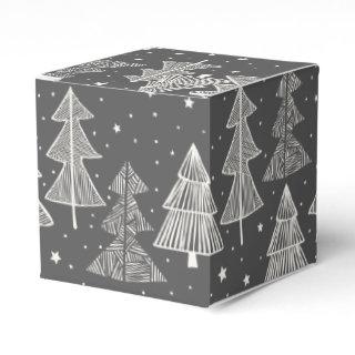 Chalkboard Handdrawn Christmas Trees Snowing Favor Boxes