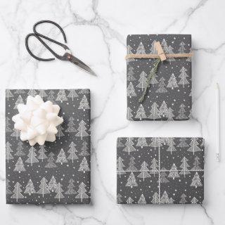 Chalkboard Handdrawn Christmas Trees Snowing  Sheets