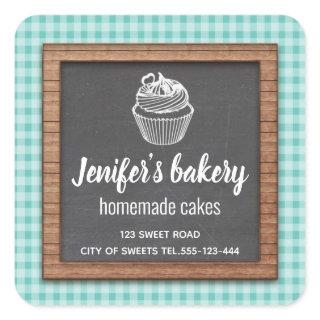 Chalkboard Homemade cupcakes and treats Square Sticker