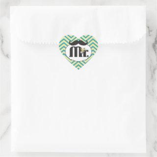 Chalkboard Mr. Yellow and Green Zigzag Chevron Heart Sticker