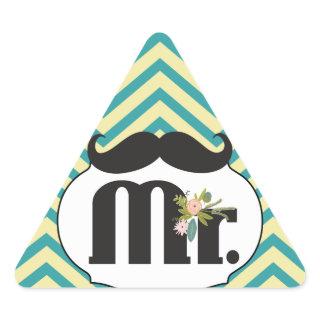 Chalkboard Mr. Yellow and Green Zigzag Chevron Triangle Sticker