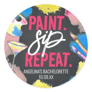 Chalkboard Paint and Sip Bachelorette Party Favor Classic Round Sticker