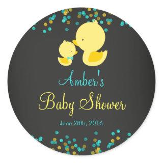 Chalkboard Rubber Duck Baby Shower Sticker