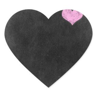 Chalkboard Rustic Shabby Chic Pink Chalk Love Heart Sticker