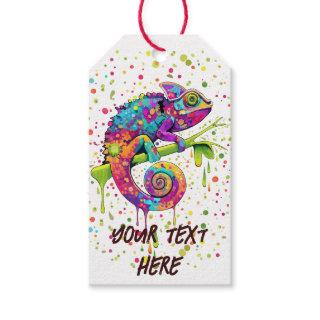 Chameleon Paint Stains Watercolor Style Gift Tags