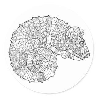 Chameleon Zendoodle Classic Round Sticker