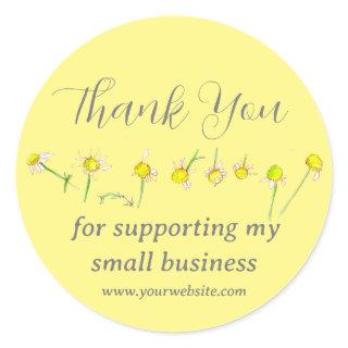Chamomile Thank You Business Support Yellow Classic Round Sticker