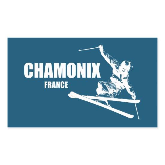 Chamonix France Skier Rectangular Sticker