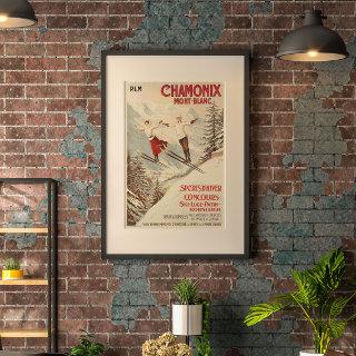 Chamonix Mont Blanc Vintage French Skiing Poster Canvas Print