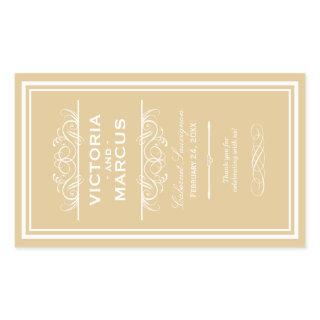 Champagne Elegant Wedding Monogram Wine Bottle Rectangular Sticker