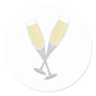 Champagne Flutes Classic Round Sticker