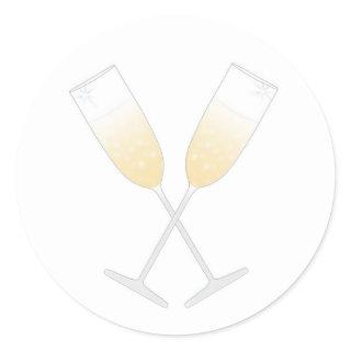 Champagne Glasses Classic Round Sticker