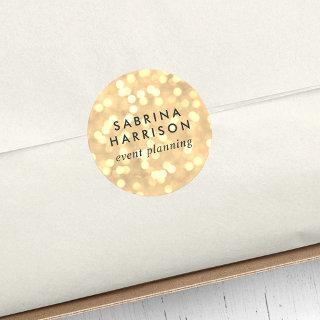 Champagne Gold Bokeh | Personalized/Business Name Classic Round Sticker