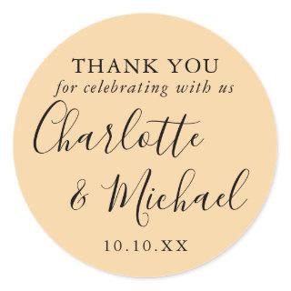 Champagne Signature Wedding Favor Thank You Classic Round Sticker
