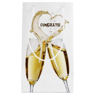Champagne Toast Bubbly Heart Small Gift Bag